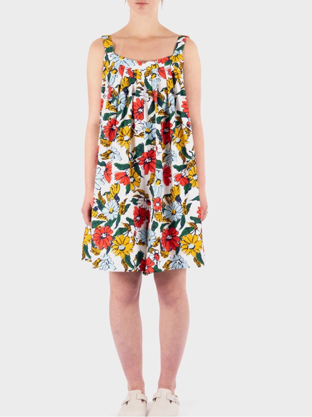 LF Markey Sleeveless Floral Summer Romper in White, Red & Yellow